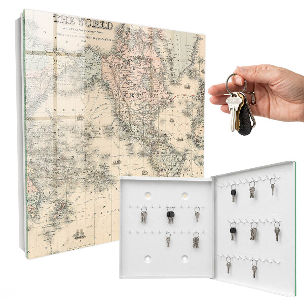 Key storage box World map