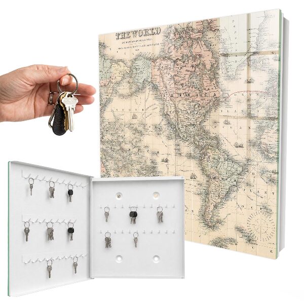 Key storage box World map