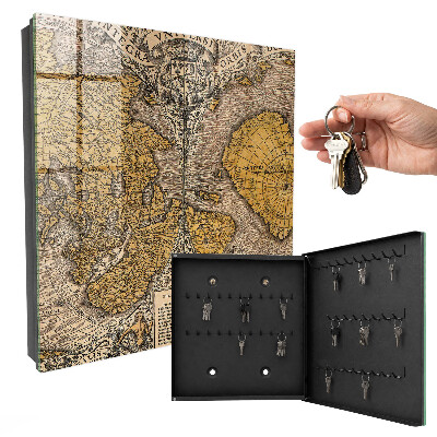 Key cabinet for wall Old map