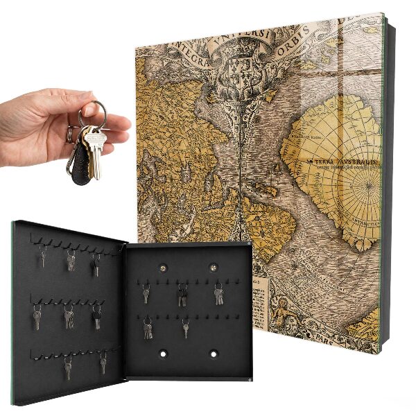 Key cabinet for wall Old map