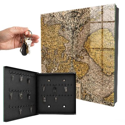 Key cabinet for wall Old map