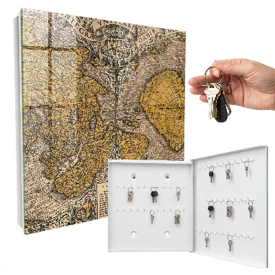 Key cabinet for wall Old map