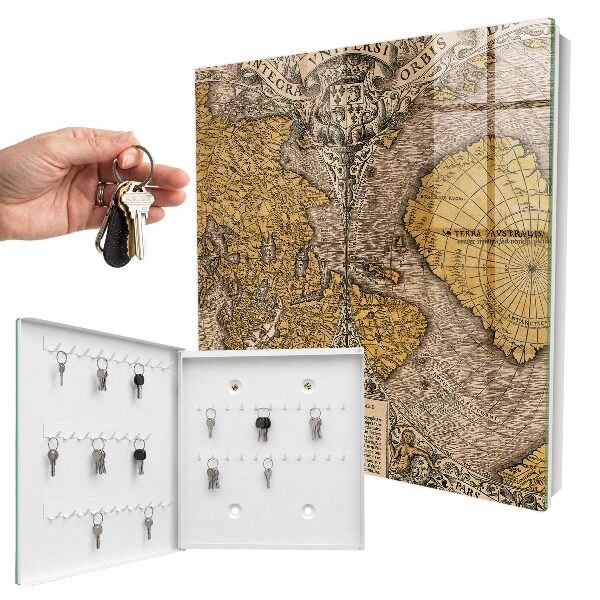 Key cabinet for wall Old map