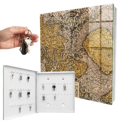 Key cabinet for wall Old map