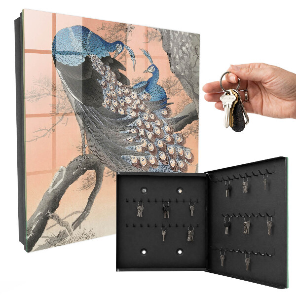 Key storage box The beauty of the peacock
