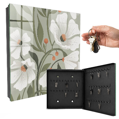 Key cabinet for wall Beige flowers