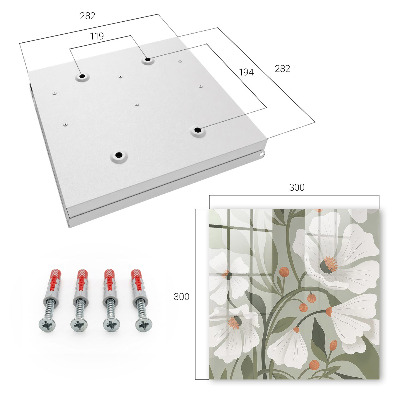 Key cabinet for wall Beige flowers