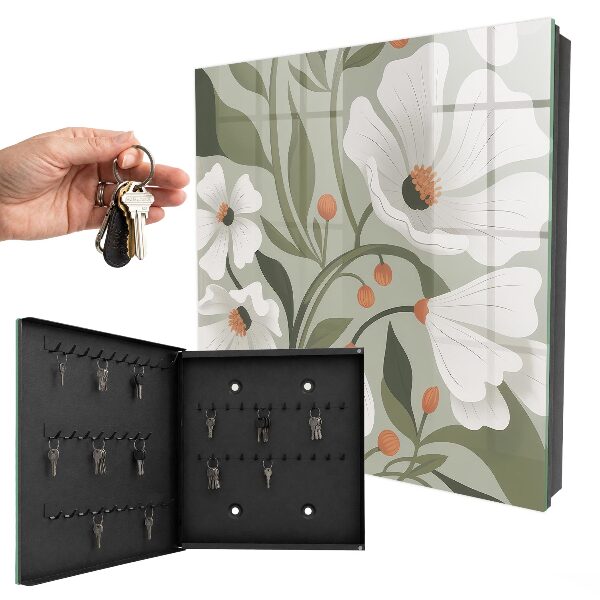 Key cabinet for wall Beige flowers