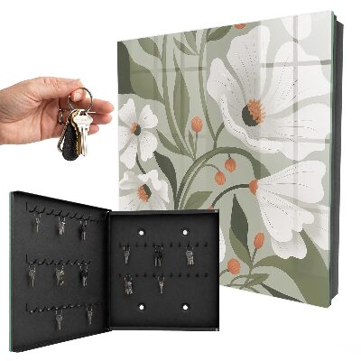 Key cabinet for wall Beige flowers
