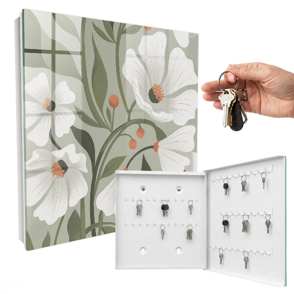 Key cabinet for wall Beige flowers