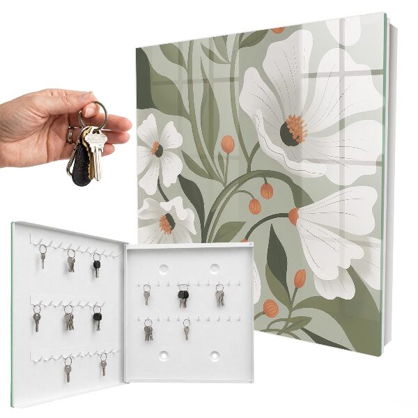 Key cabinet for wall Beige flowers