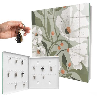 Key cabinet for wall Beige flowers