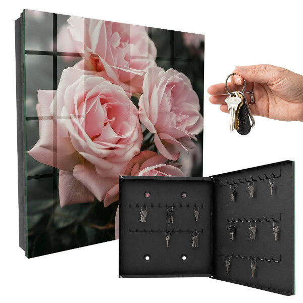 Key cabinet for wall Pink roses