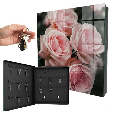 Key cabinet for wall Pink roses