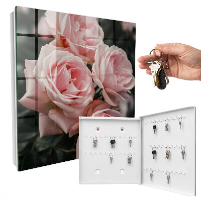Key cabinet for wall Pink roses