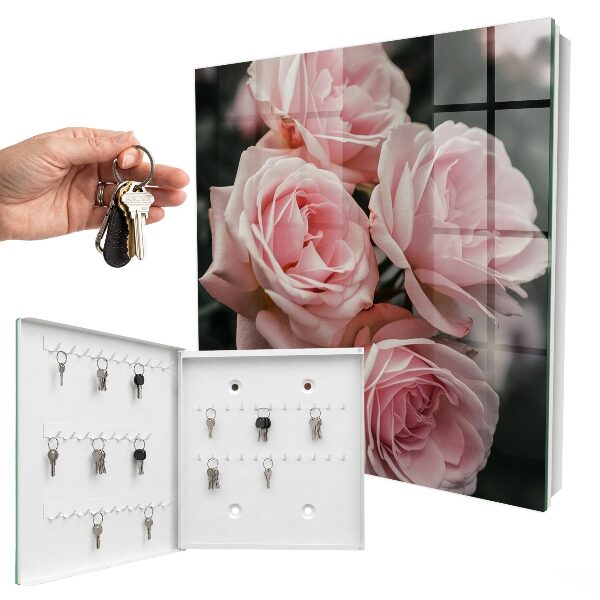 Key cabinet for wall Pink roses