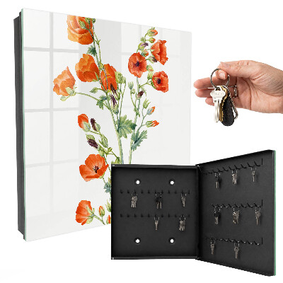 Key storage box Orange poppies