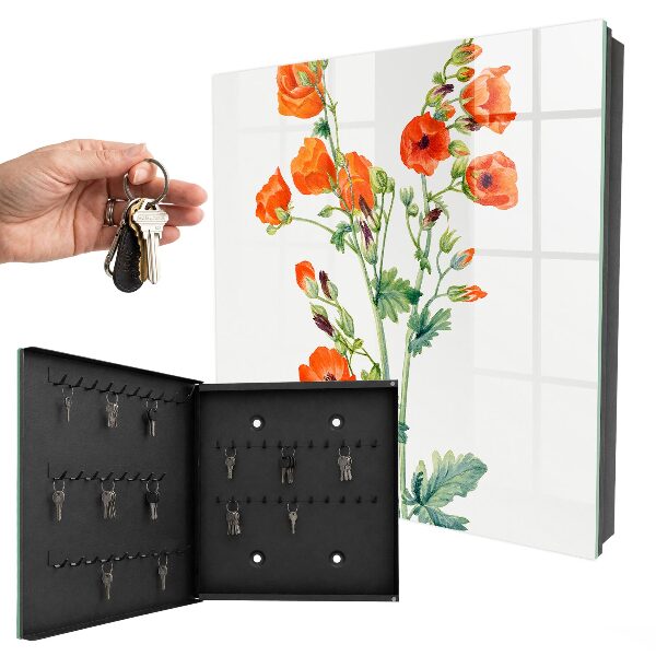 Key storage box Orange poppies
