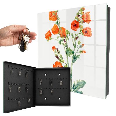 Key storage box Orange poppies