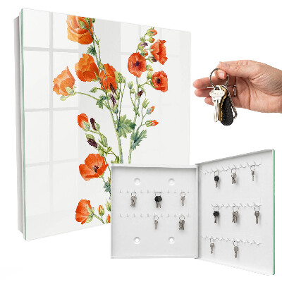 Key storage box Orange poppies