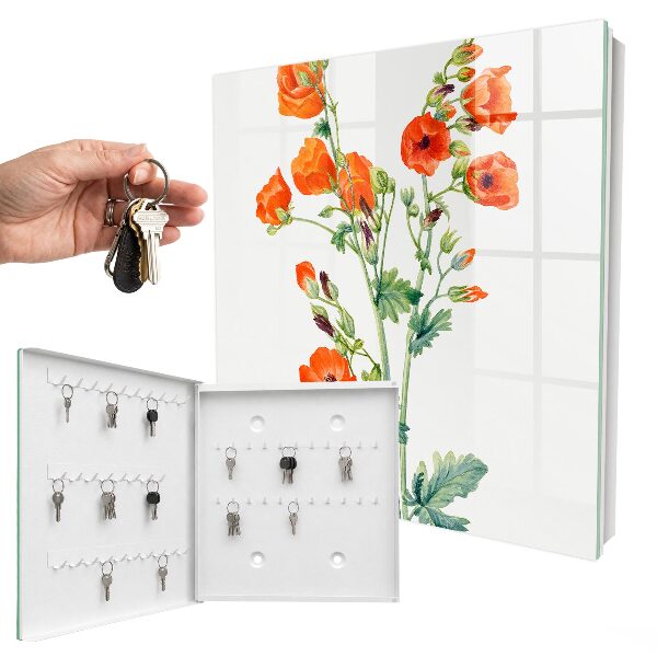 Key storage box Orange poppies