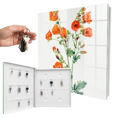 Key storage box Orange poppies