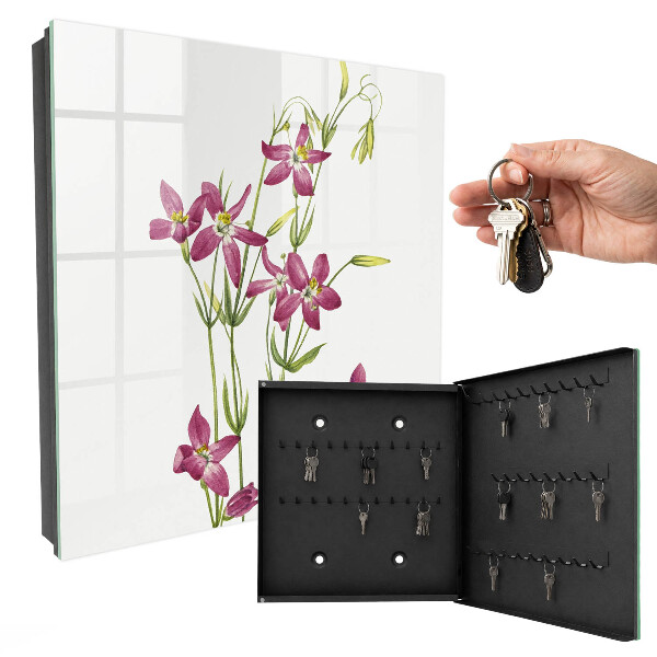 Key cabinet for wall Pink flowers