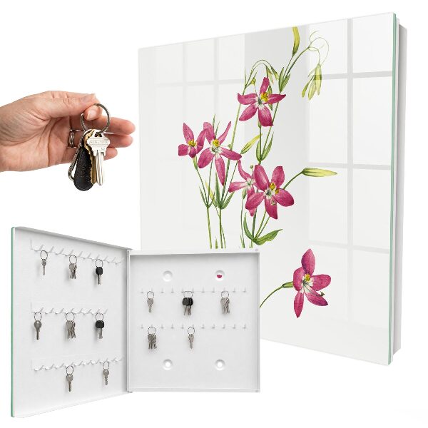 Key cabinet for wall Pink flowers