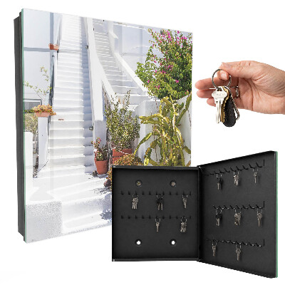 Key cabinet for wall Stairs with plants