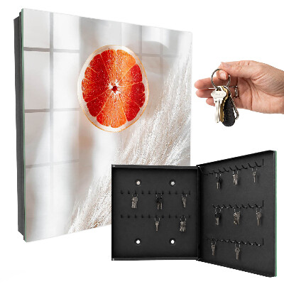 Key cabinet for wall Red grapefruit and boho grass