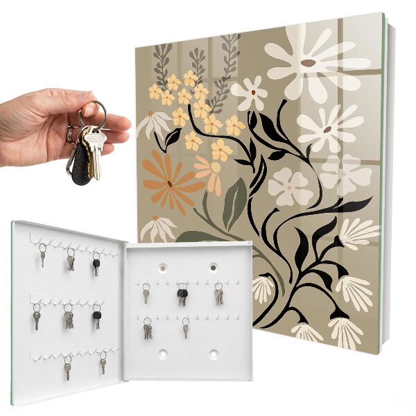 Key cabinet for wall Floral motif