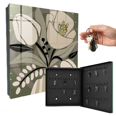 Key cabinet for wall Beige flowers
