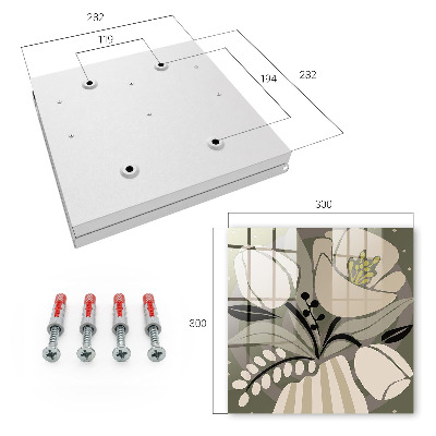 Key cabinet for wall Beige flowers