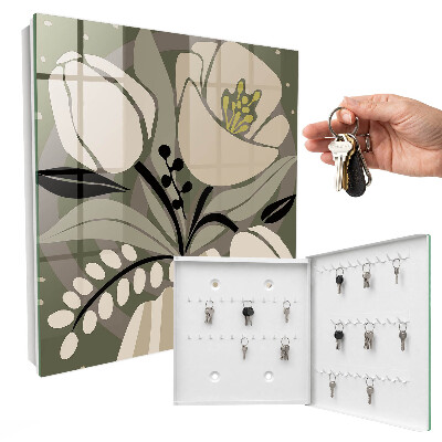 Key cabinet for wall Beige flowers