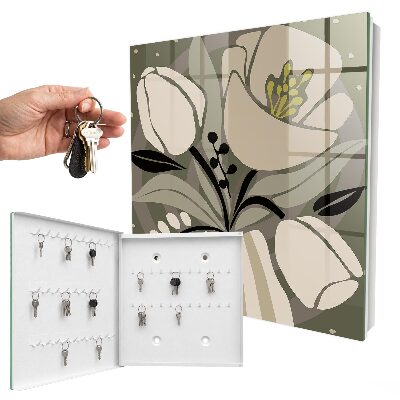 Key cabinet for wall Beige flowers