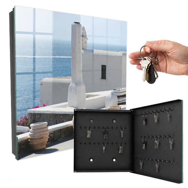 Key cabinet for wall White houses in Greece by the sea