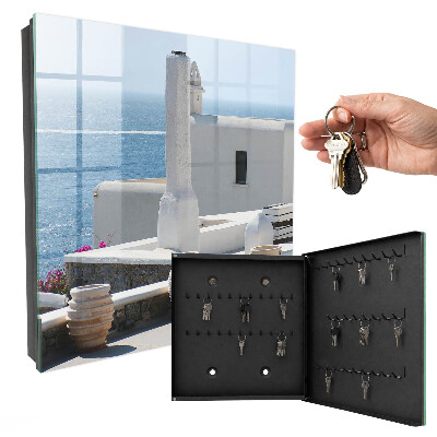 Key cabinet for wall White houses in Greece by the sea