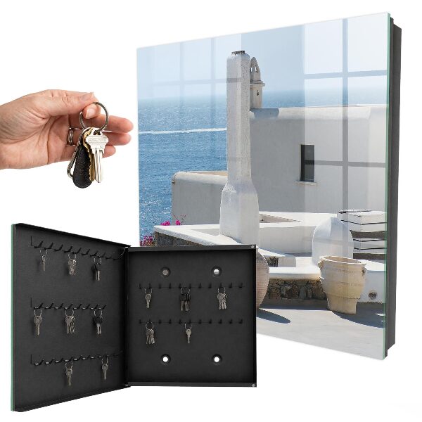 Key cabinet for wall White houses in Greece by the sea