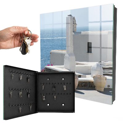 Key cabinet for wall White houses in Greece by the sea