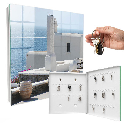 Key cabinet for wall White houses in Greece by the sea