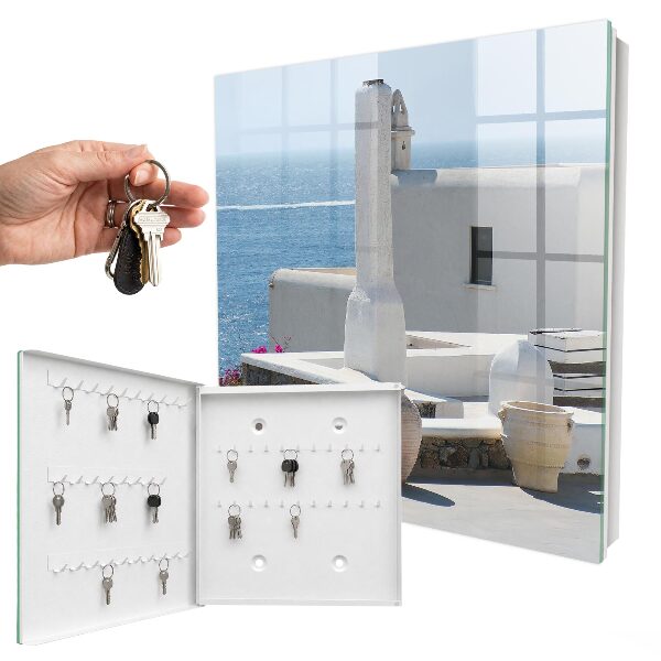 Key cabinet for wall White houses in Greece by the sea