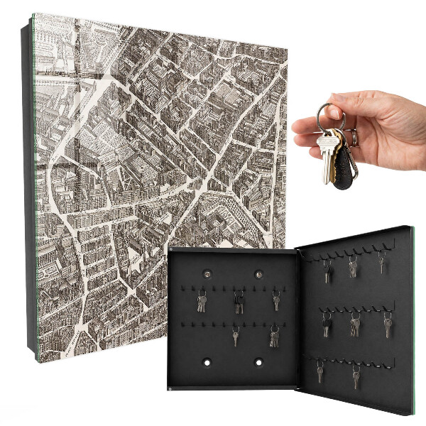 Key cabinet for wall City map