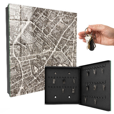 Key cabinet for wall City map