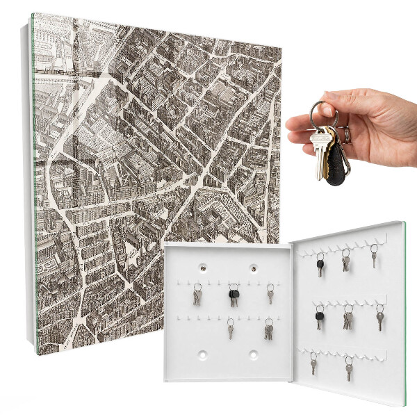 Key cabinet for wall City map