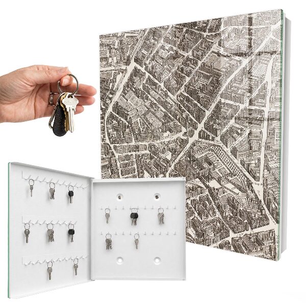Key cabinet for wall City map