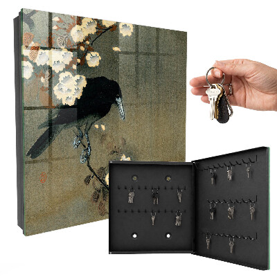 Key storage box Ohara Koson The Raven and the Cherry Blossom