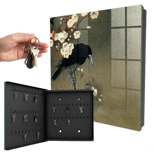 Key storage box Ohara Koson The Raven and the Cherry Blossom