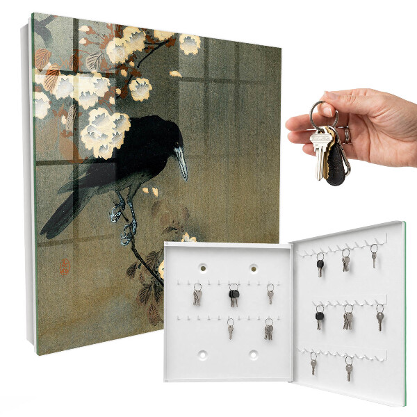 Key storage box Ohara Koson The Raven and the Cherry Blossom