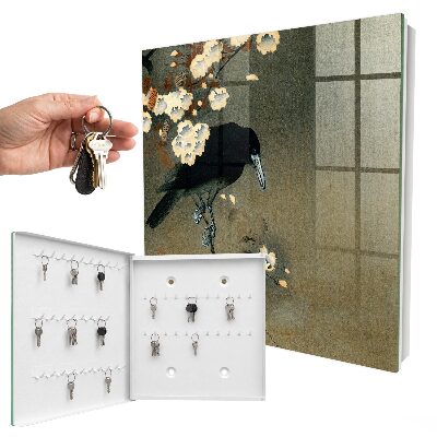 Key storage box Ohara Koson The Raven and the Cherry Blossom