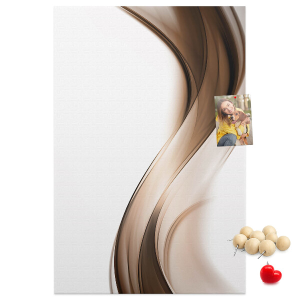 Cork notice board Elegant waves in shades of brown